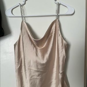 Satin beige/tan dressy top. Never worn